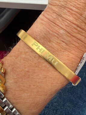Phi Mu Gold Cuff Bangle Bracelet, NWT